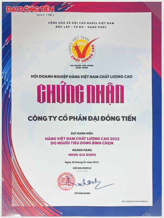 ĐẠI ĐỒNG TIẾN TỰ HÀO ĐẠT CHỨNG NHẬN HVNCLC 2022