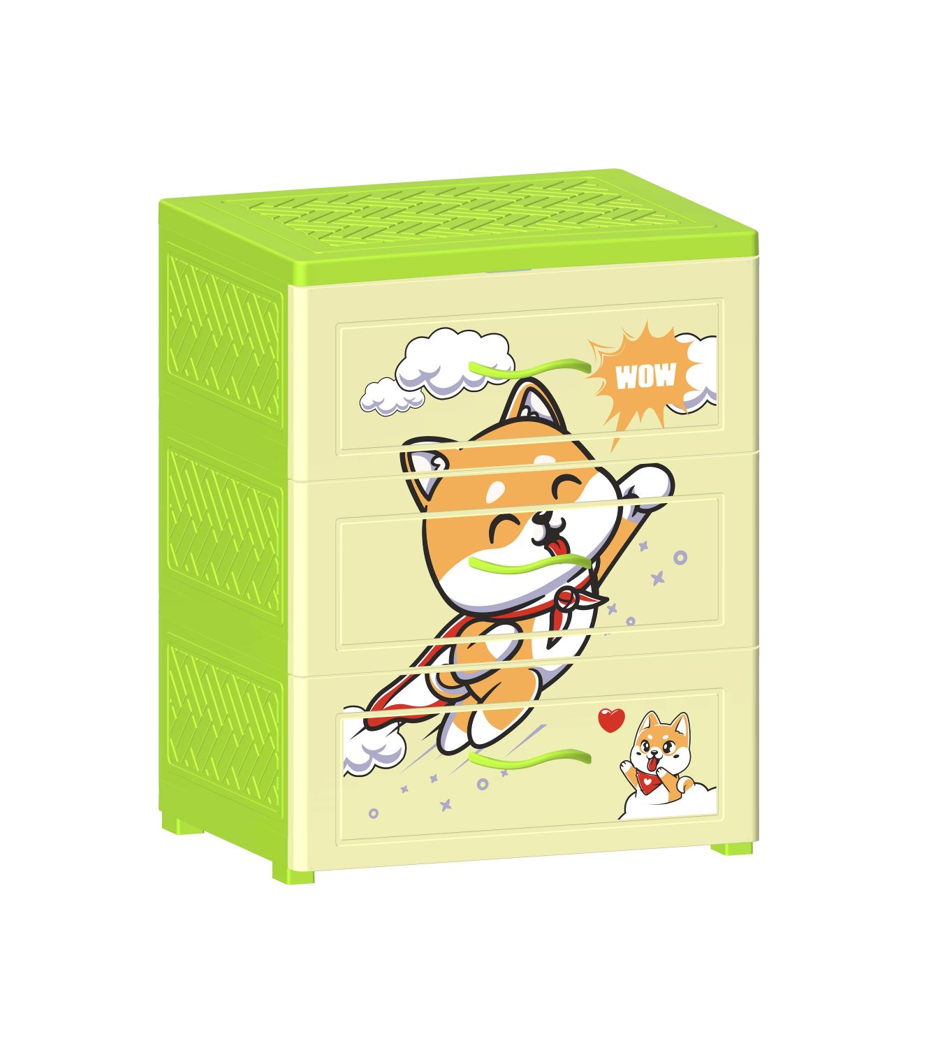 Tủ Nhựa 3 Ngăn Kéo Cún Siêu Nhân T1727-3