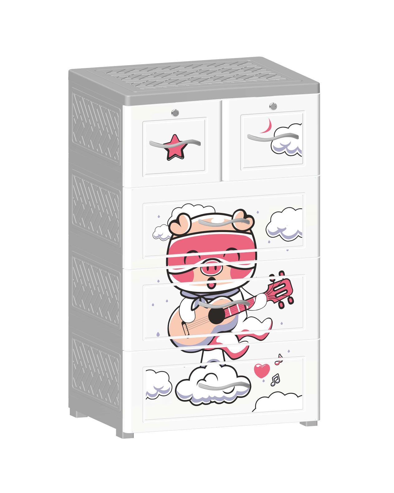 Tủ Nhựa 4 Ngăn Nova Heo Yêu Âm Nhạc T1727-4