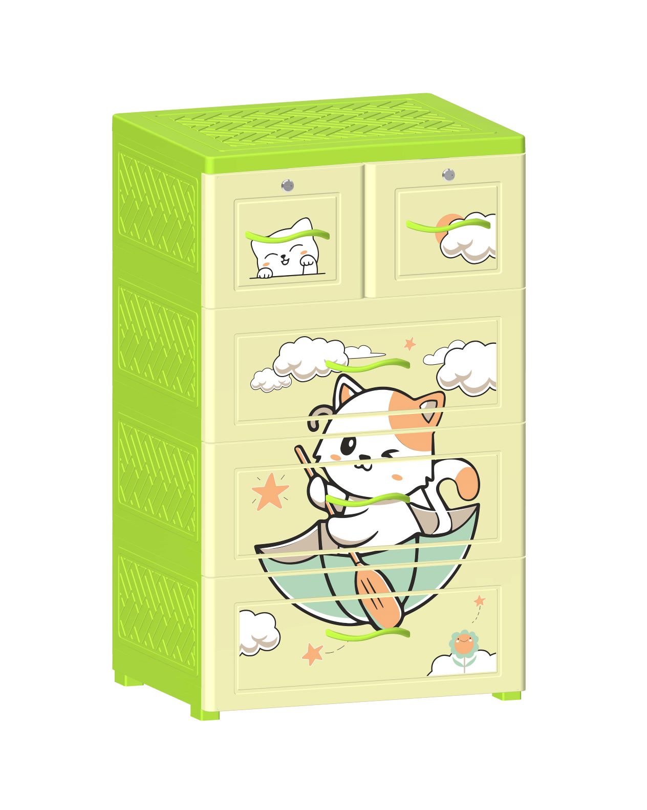 Tủ Nhựa 4 Ngăn Nova Mèo Mun Trắng T1727-4