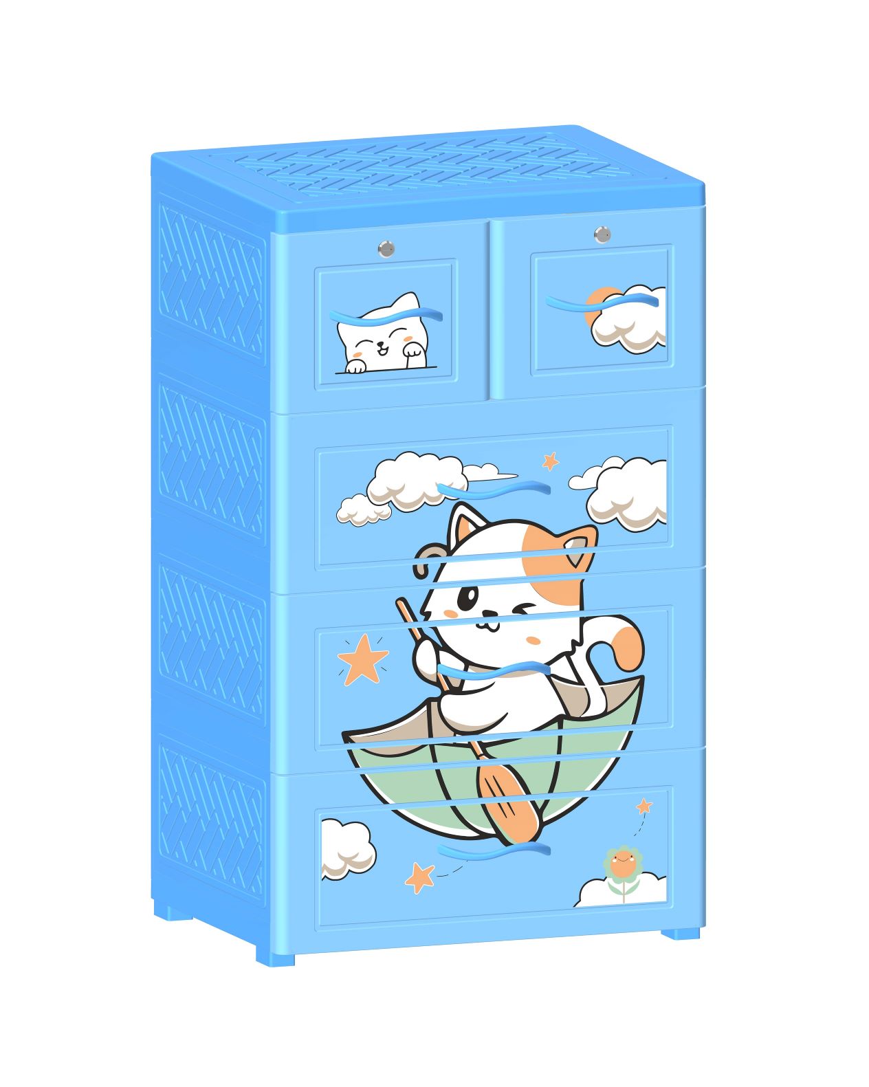 Tủ Nhựa 4 Ngăn Nova Mèo Mun Trắng T1727-4