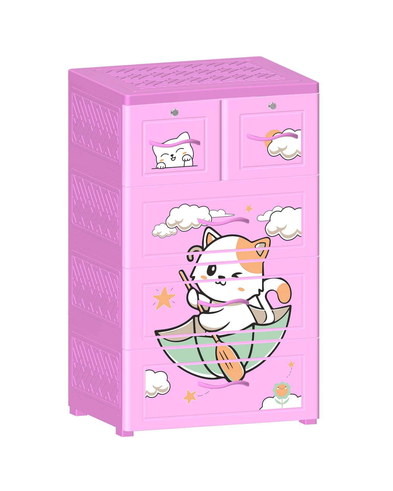 Tủ Nhựa 4 Ngăn Nova Mèo Mun Trắng T1727-4