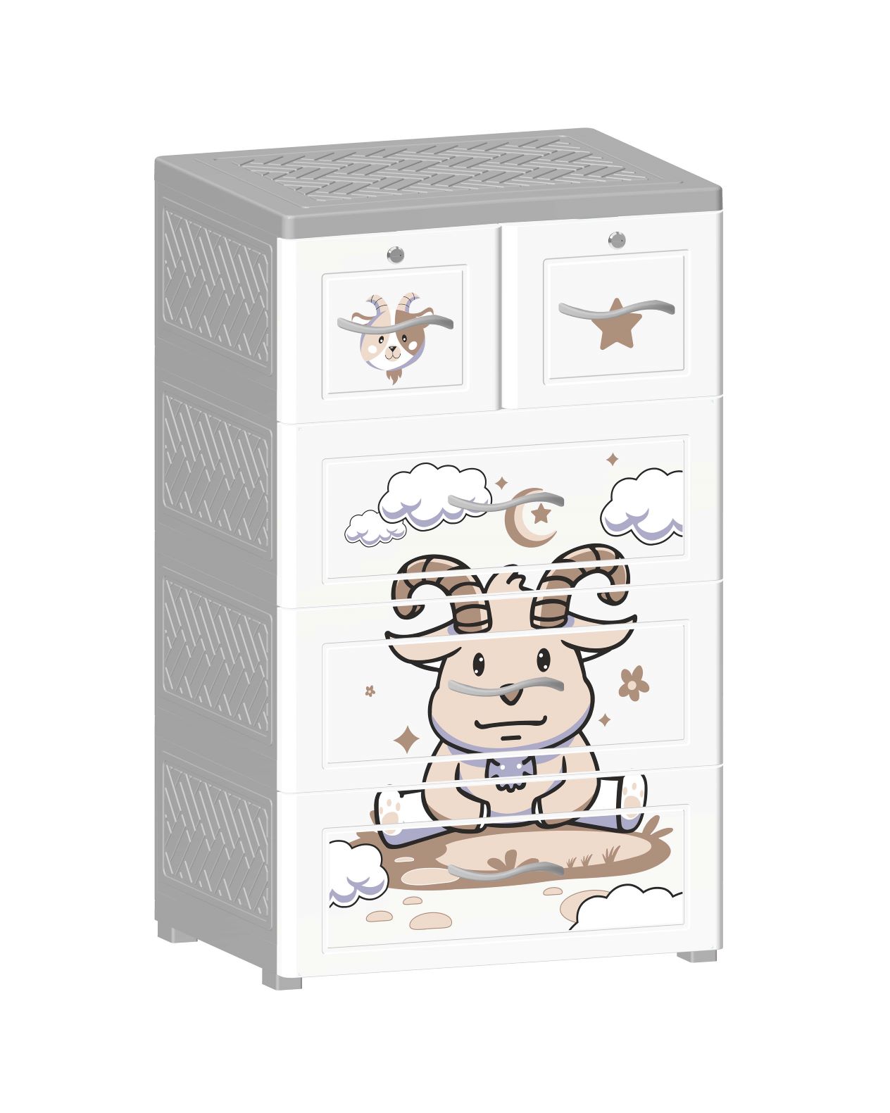 Tủ Nhựa 4 Tầng 5 Ngăn Nova Dê Ăn Cỏ T1727-4