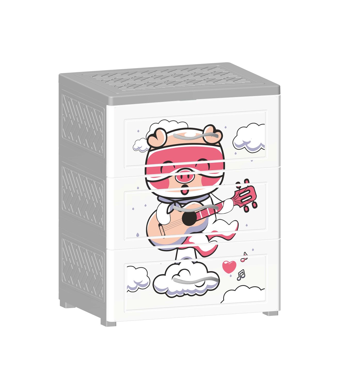 Tủ Nhựa Nhỏ 3 Ngăn Nova Heo Yêu Âm Nhạc T1727-3