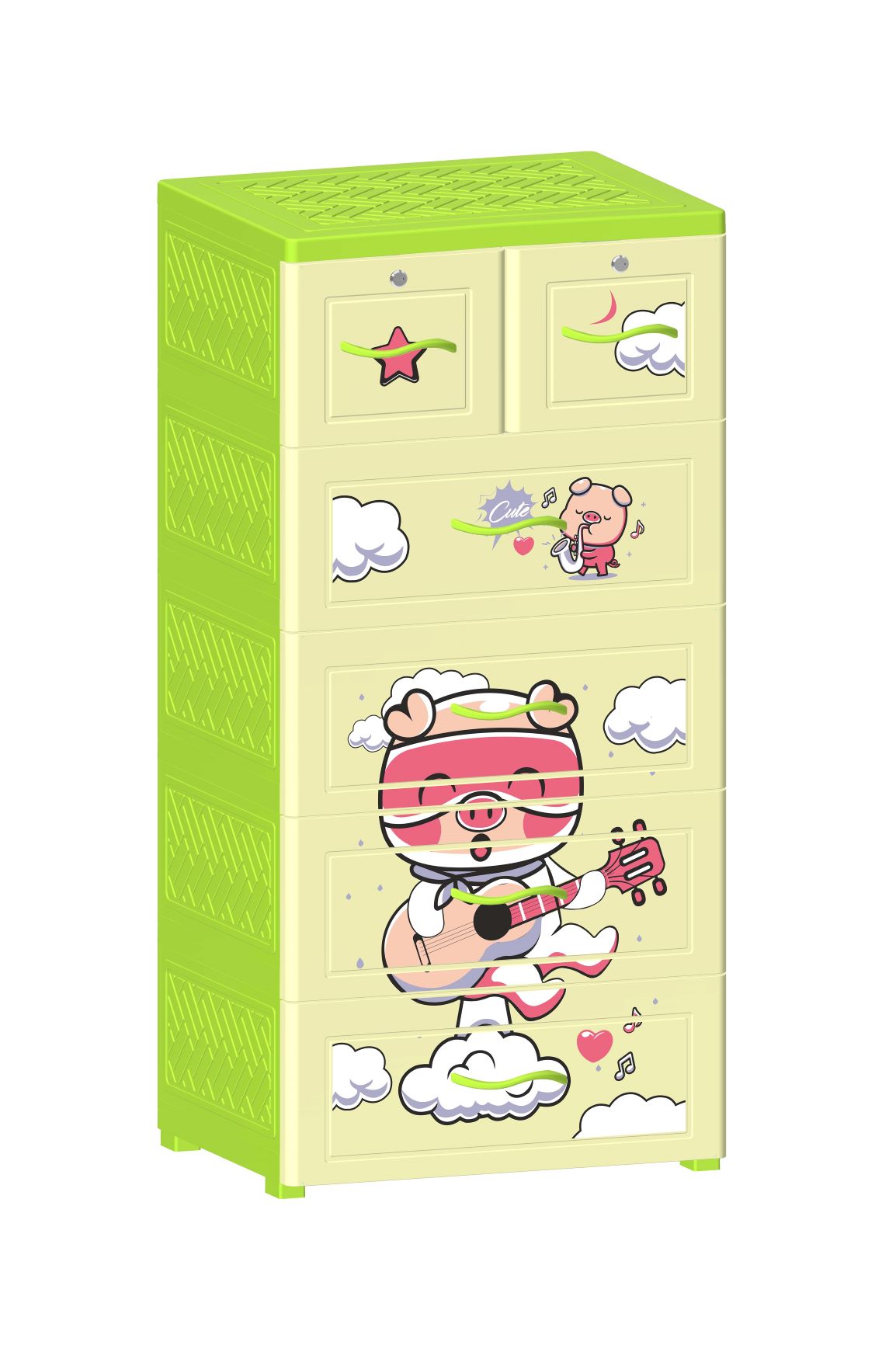 Tủ Nhựa Tầng Cho Bé Nova Heo Yêu Âm Nhạc T1727-5