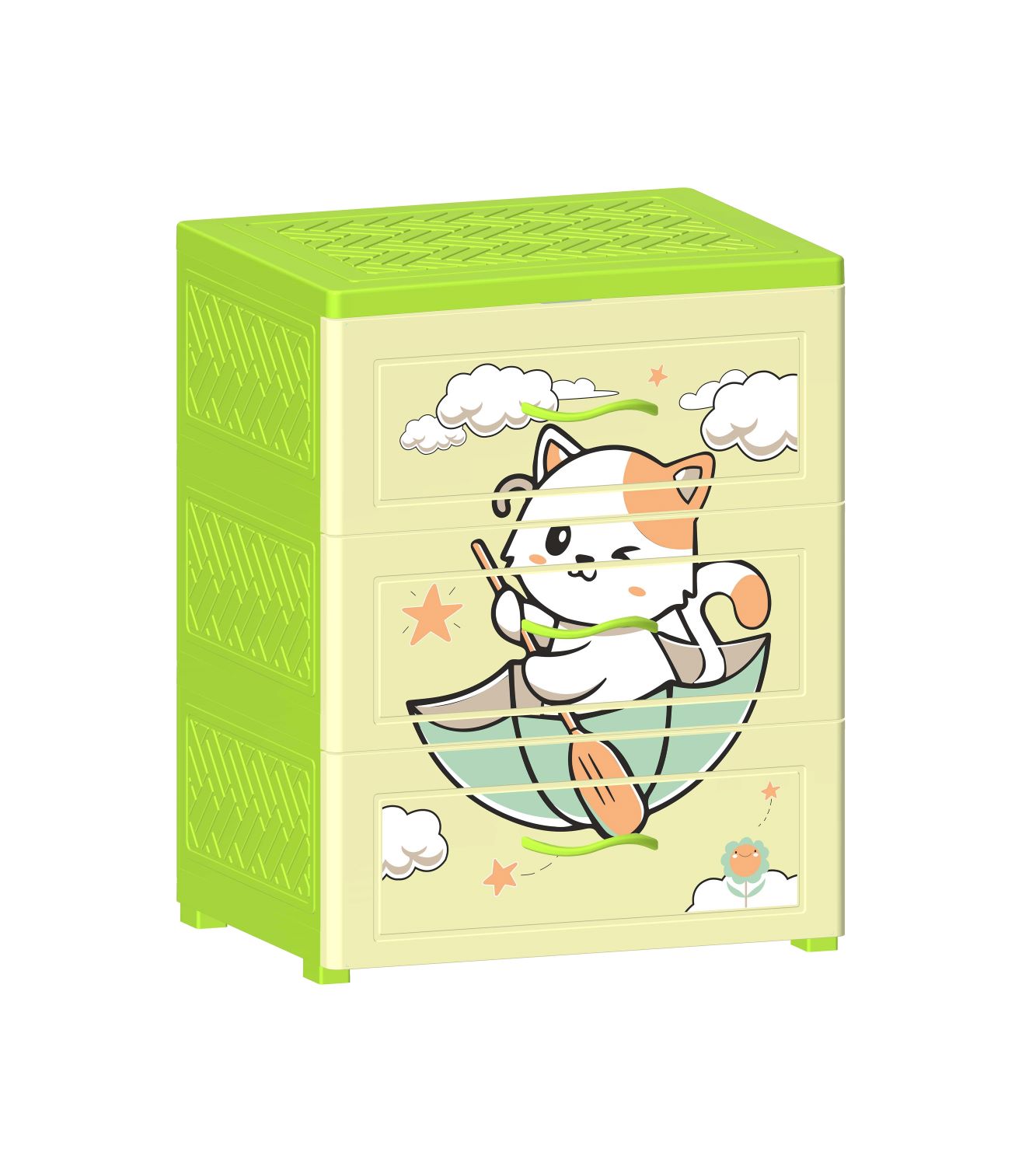 Tủ Nhựa Trẻ Em 3 Tầng Nova Mèo Mun Trắng T1727-3